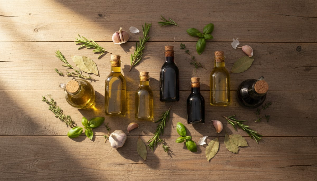 bouteilles avec bouchons liège sur table bois