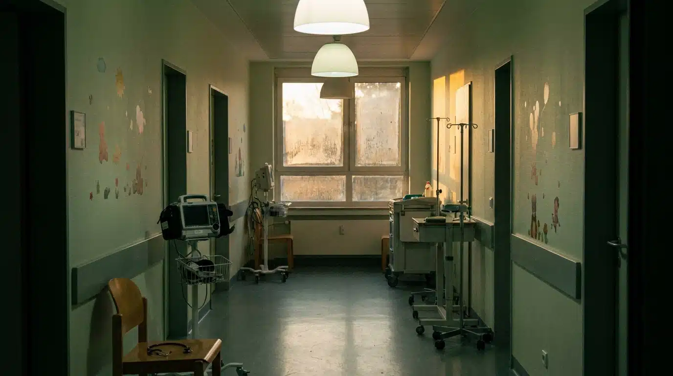 Couloir vide d'un hôpital pédiatrique en Allemagne