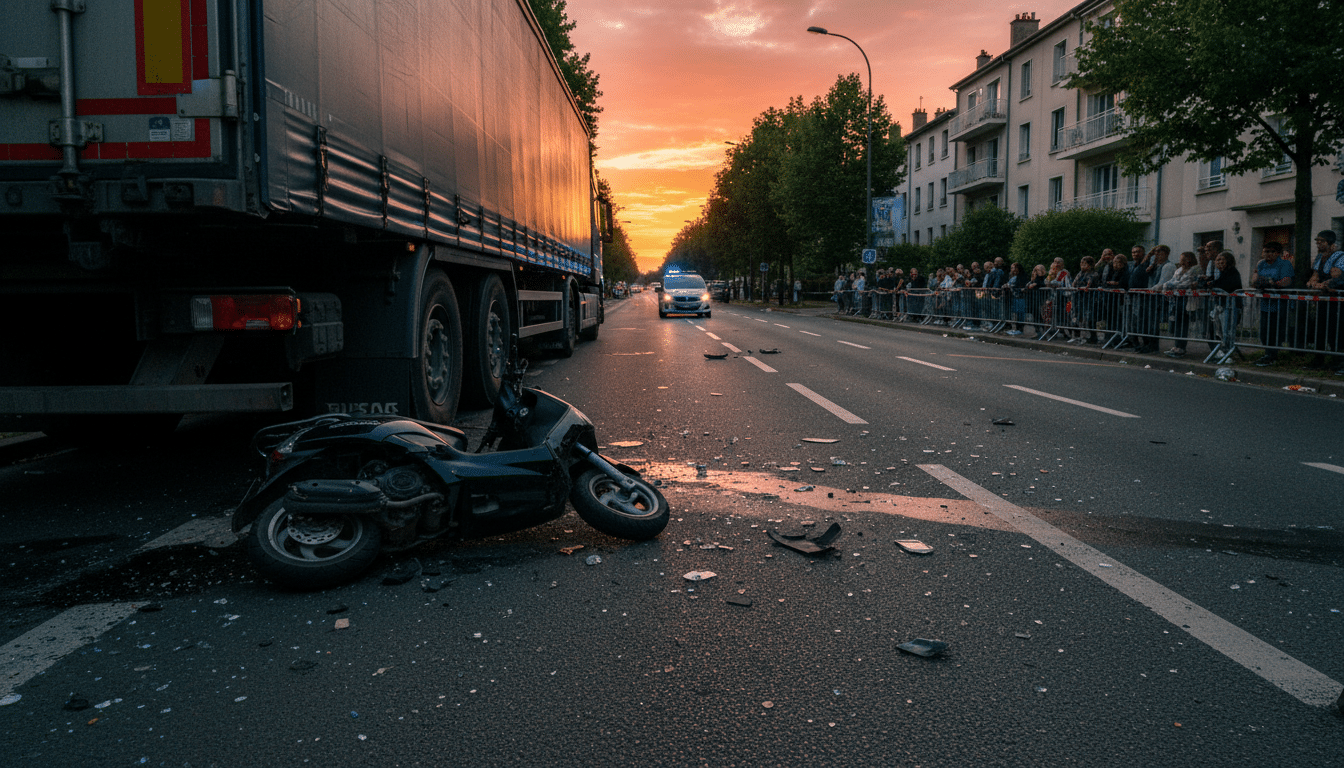 Scooter accidenté à Asnières-sur-Seine avec police en arrière-plan