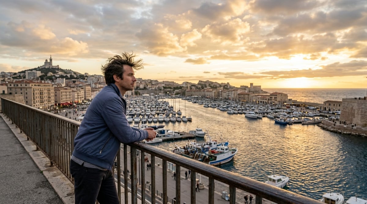 Brise fraîche sur le Vieux-Port de Marseille sous les nuages