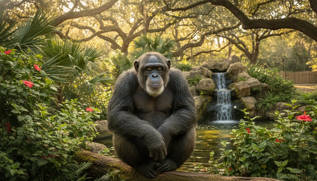 Bubbles le chimpanzé dans son sanctuaire en Floride
