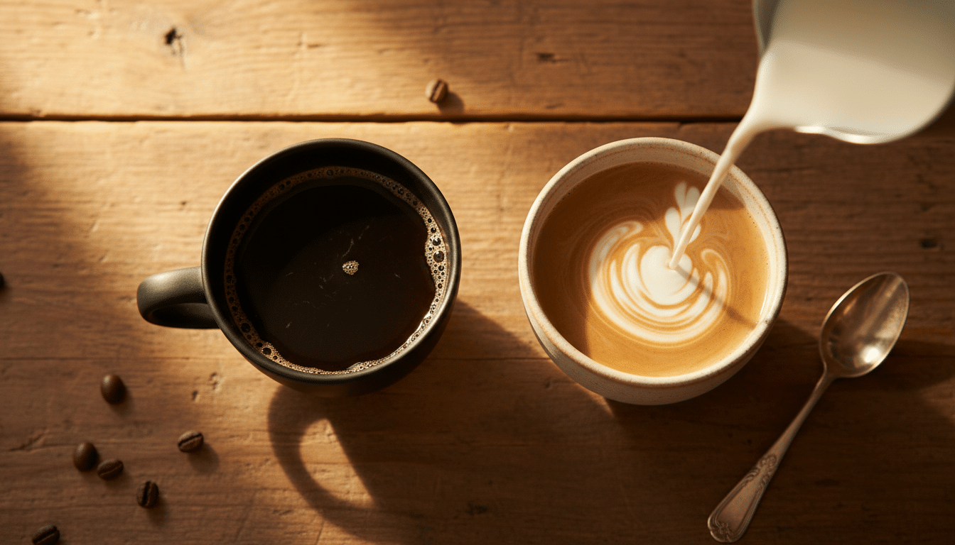 Café noir et café au lait côte à côte