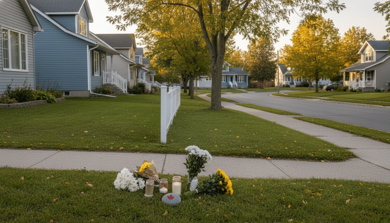 Quartier résidentiel de Brockville avec hommage aux victimes