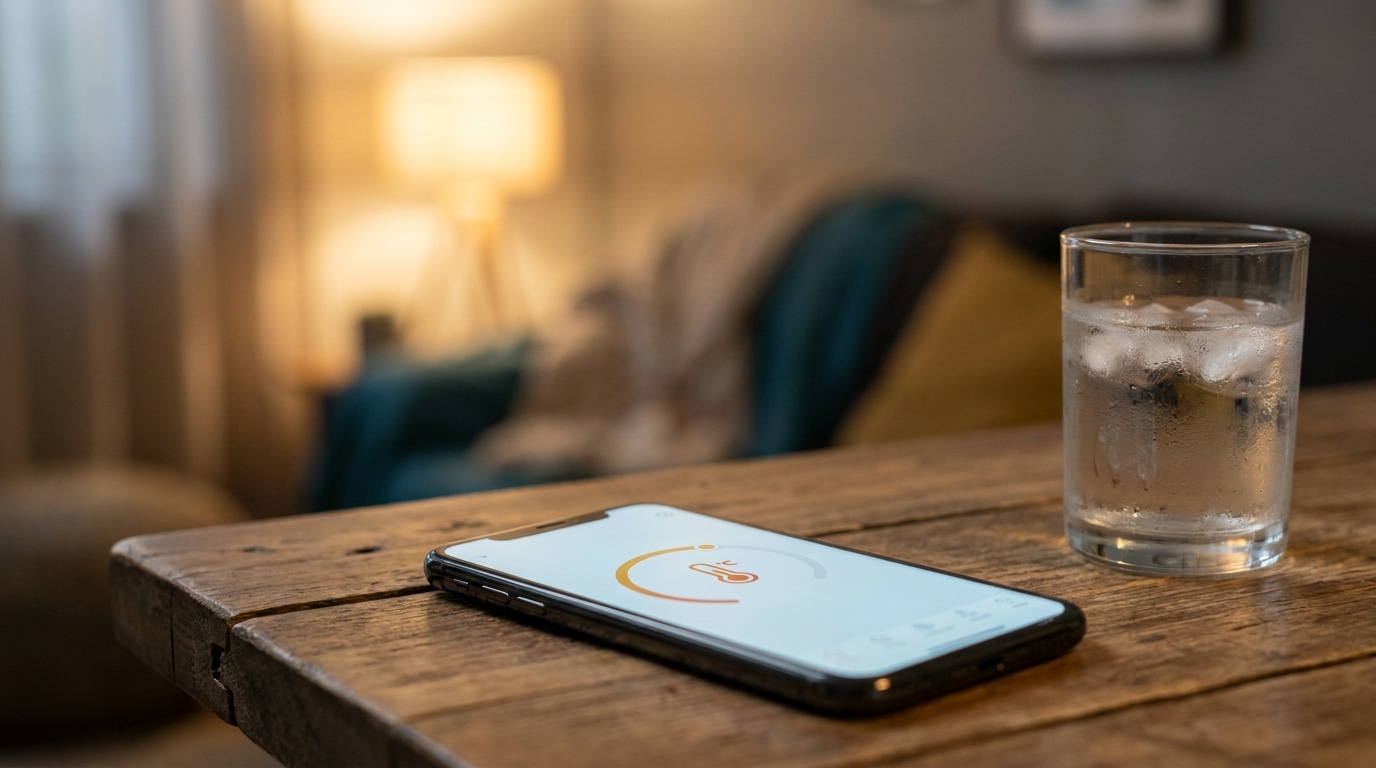 Smartphone posé sur une table contrôlant la température à distance