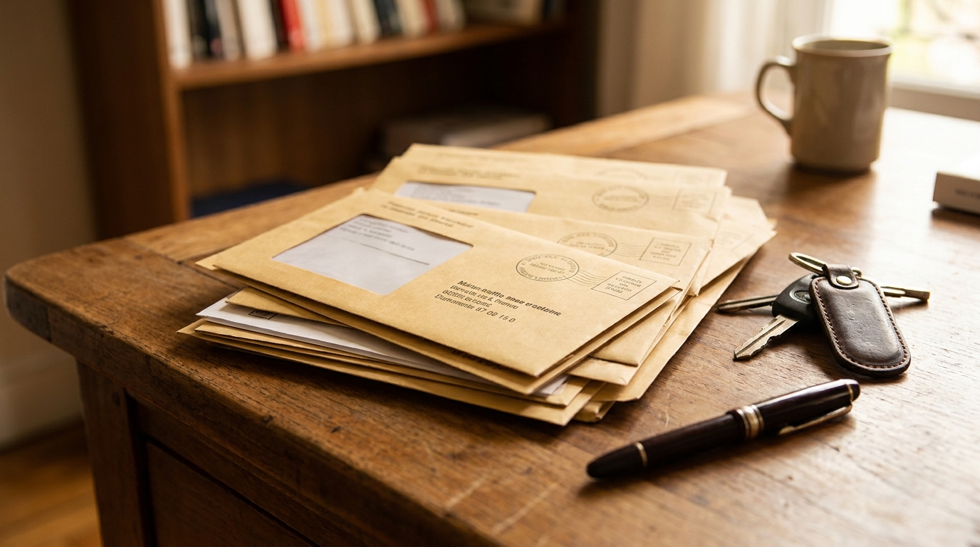 Pile de contraventions sur un bureau de garage automobile