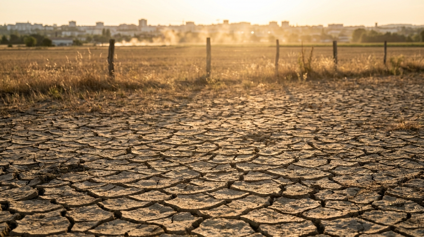 Sol craquelé par la chaleur dans la campagne française