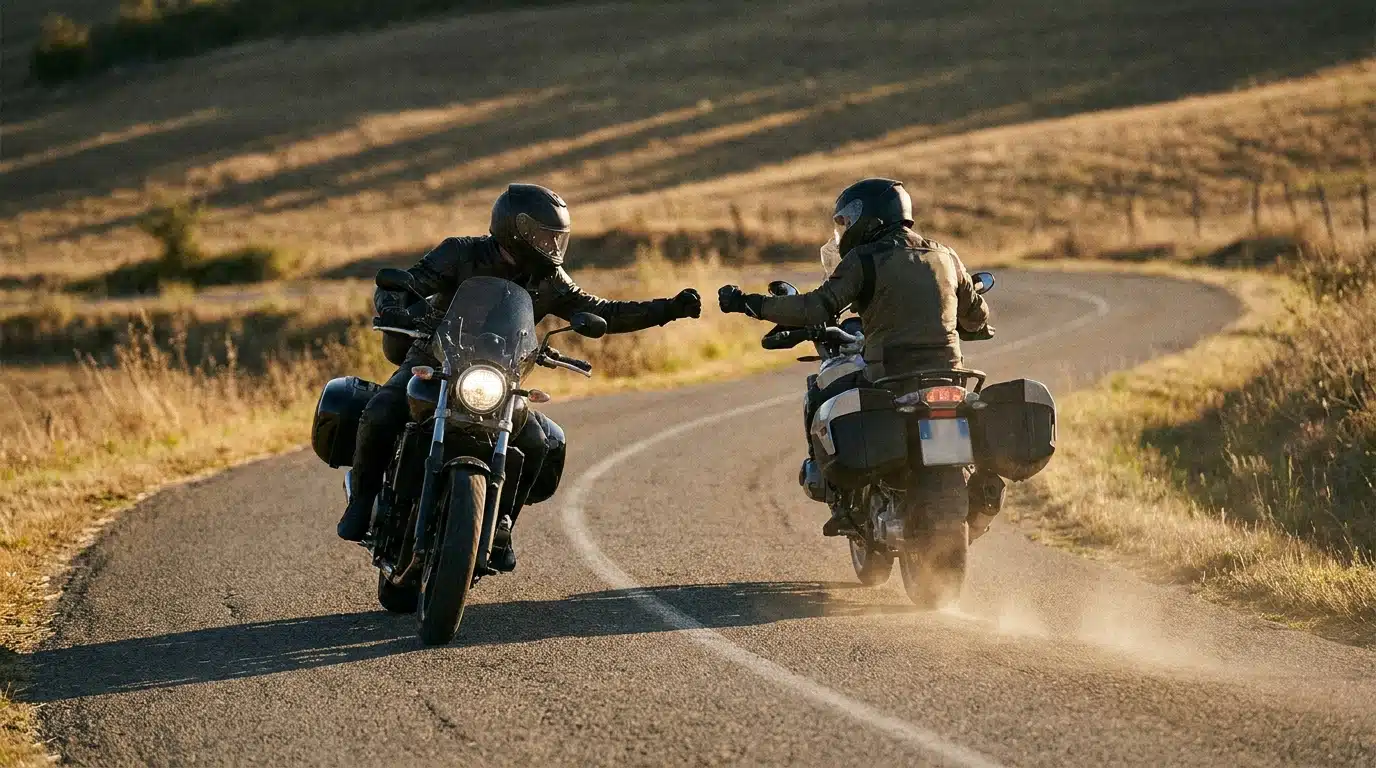 Ce geste mystérieux que les motards font avec leur poing quand ils vous croisent a une signification précise