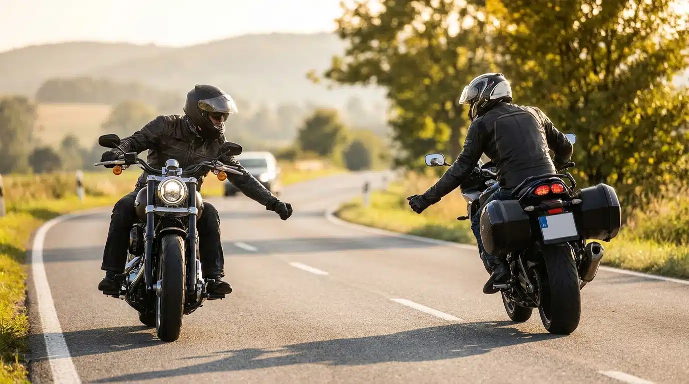 Ce geste mystérieux que les motards font avec leur poing quand ils vous croisent a une signification précise