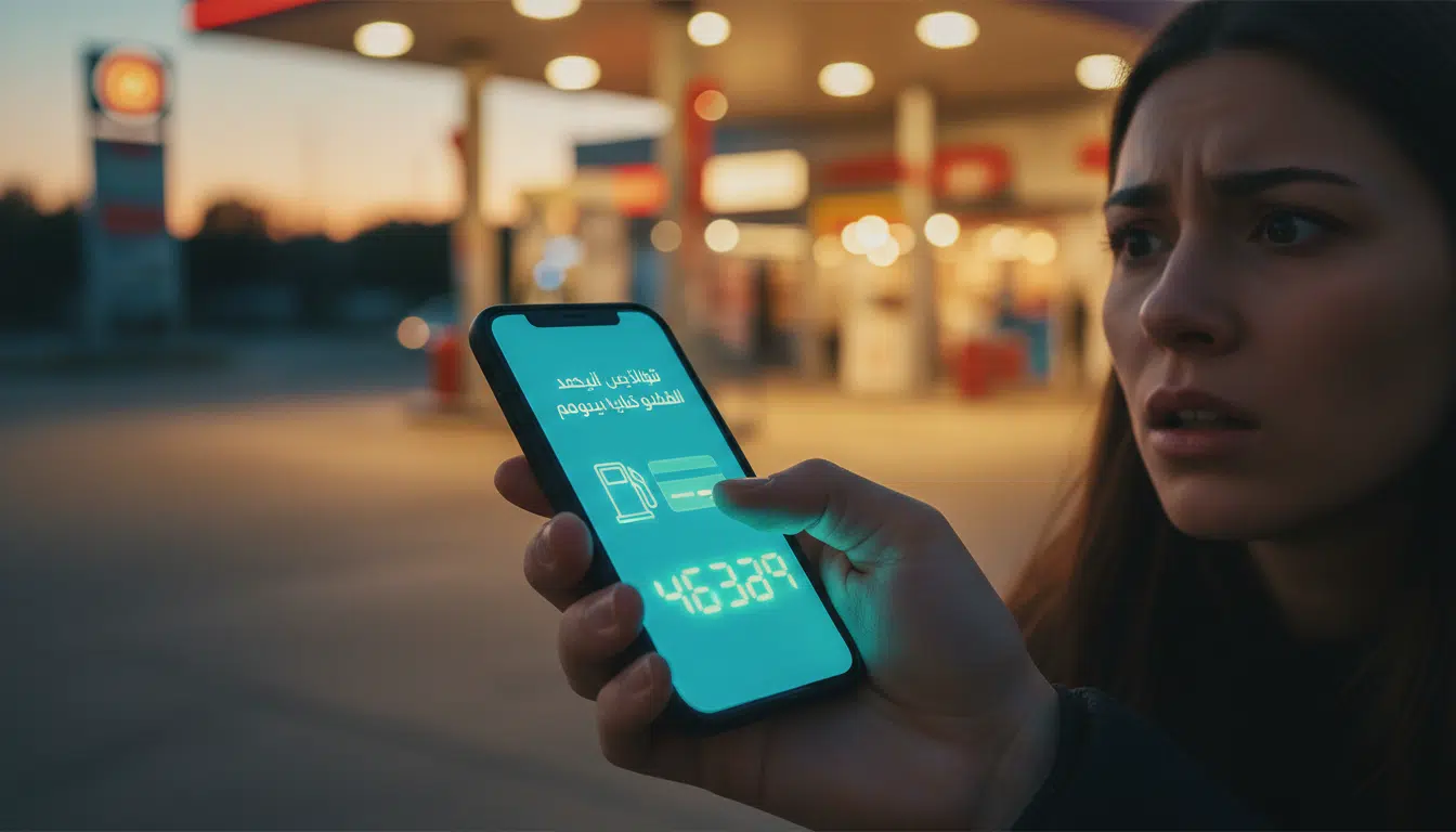 Smartphone affichant un faux bon carburant frauduleux