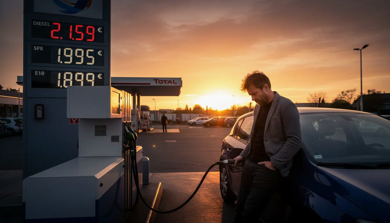 Automobiliste face aux prix élevés du carburant en station