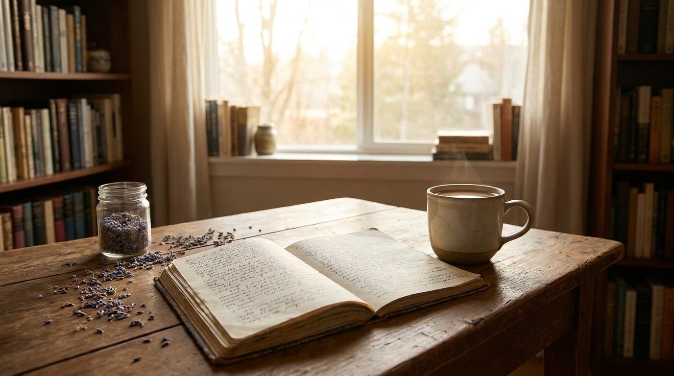 Journal ouvert et tasse de café près d'une fenêtre ensoleillée