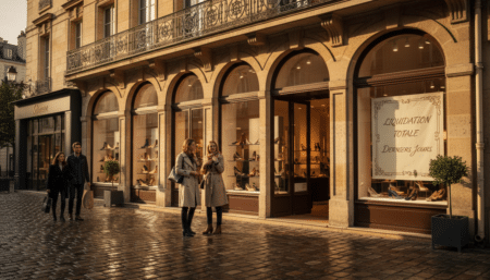 Vitrine d'une boutique Minelli avant sa fermeture définitive