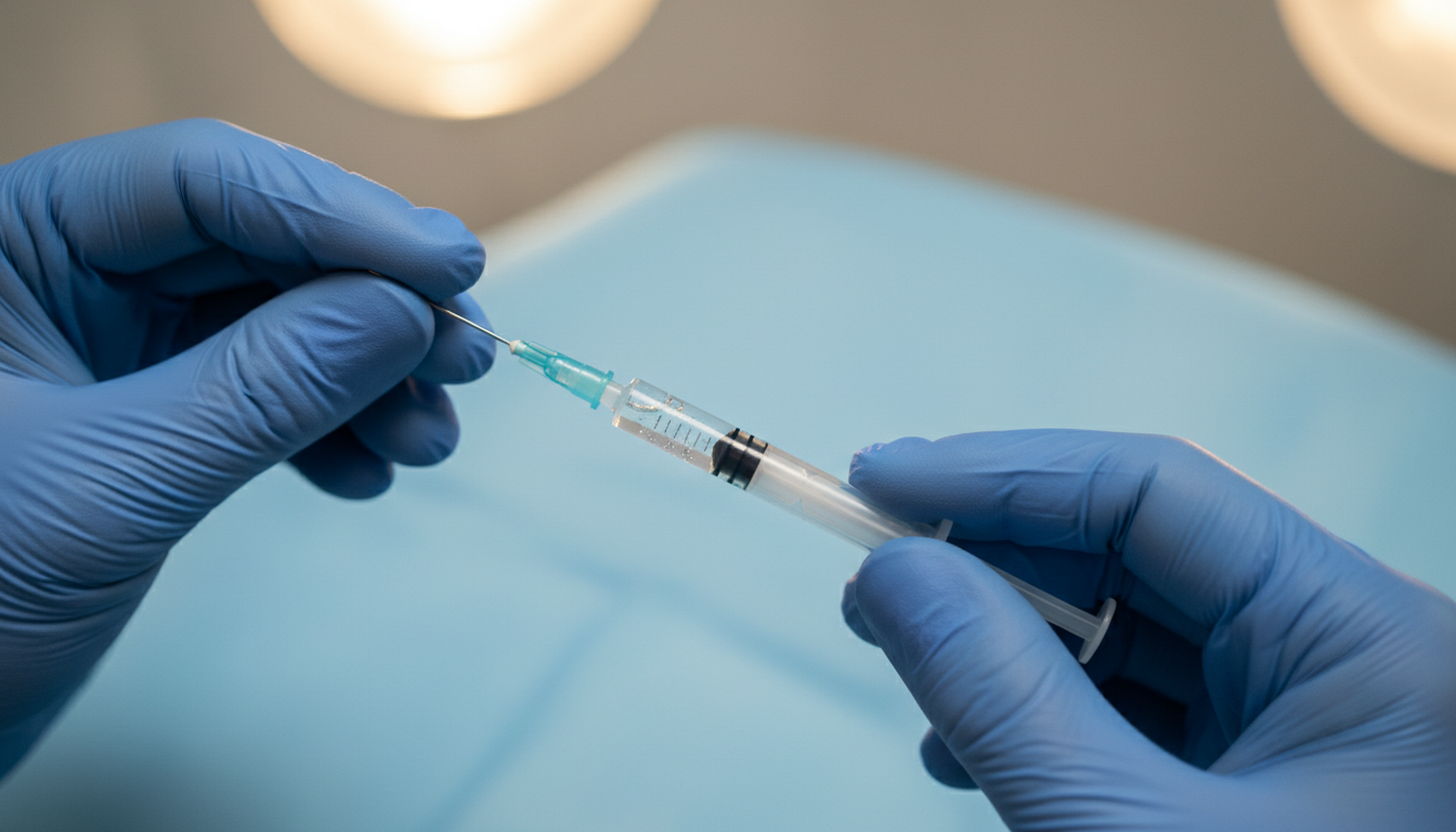 Seringue de filler médical tenue par un praticien