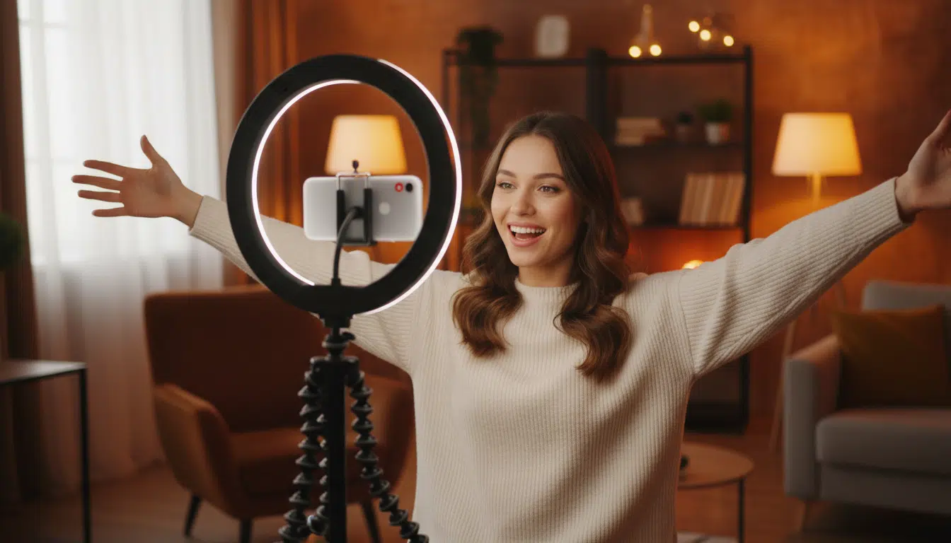 Créatrice de contenu filmant une vidéo TikTok