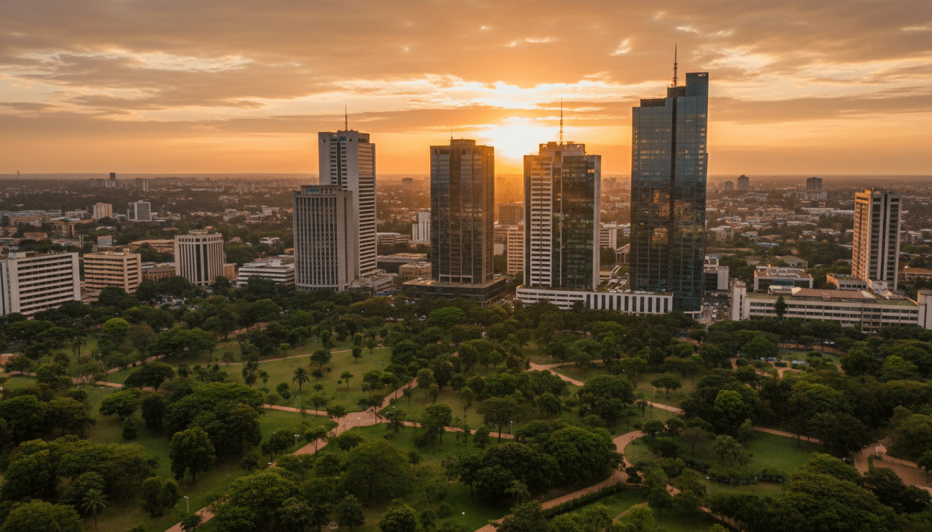 Vue aérienne de Nairobi et du campus universitaire lors du sommet Africa Forward