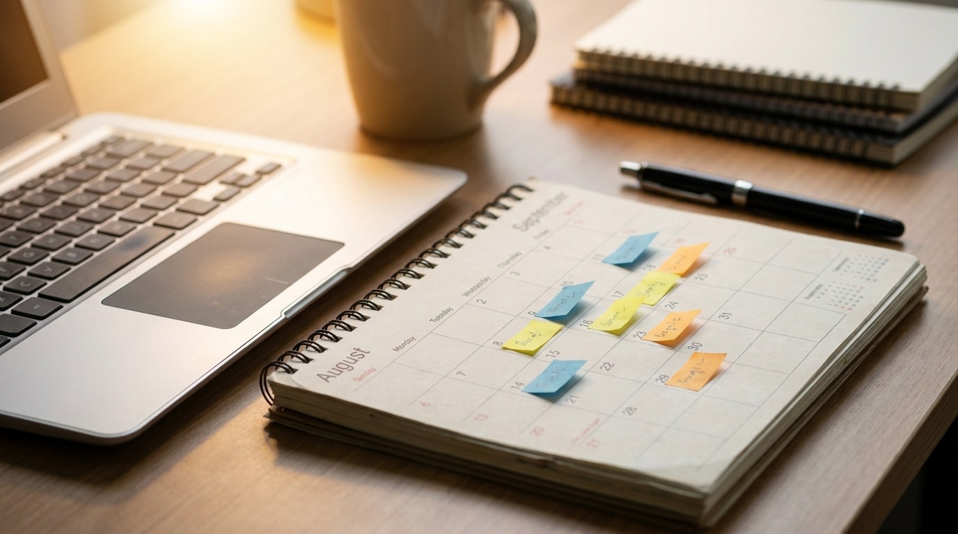 Calendrier de bureau avec jours de congés marqués