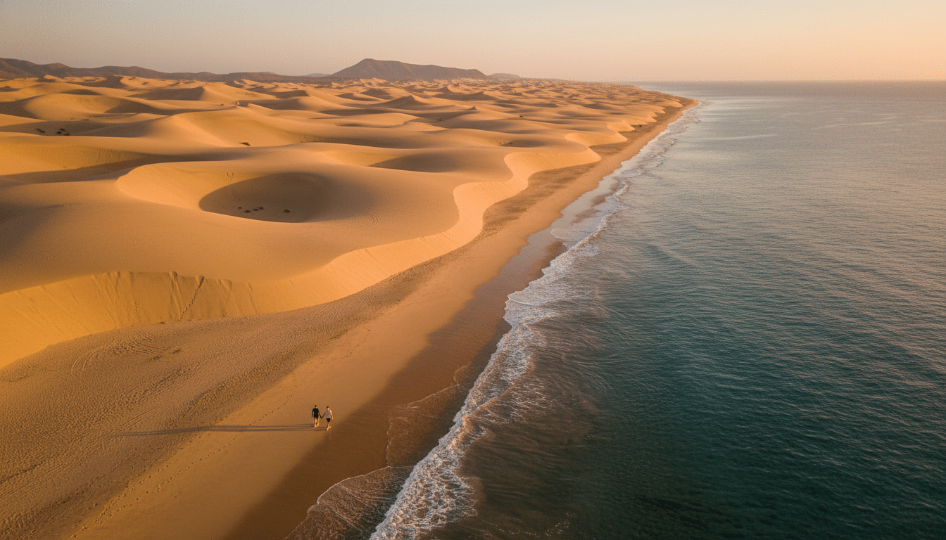 Vue aérienne des dunes de Maspalomas à Gran Canaria