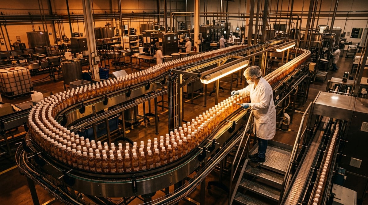 Chaîne de production industrielle de flacons de gel douche