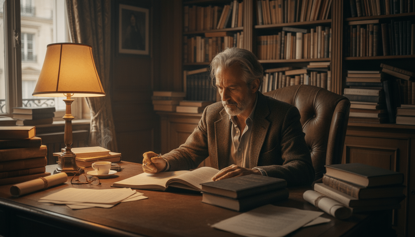 Laurent Gaudé auteur du roman Chien 51 dans son bureau