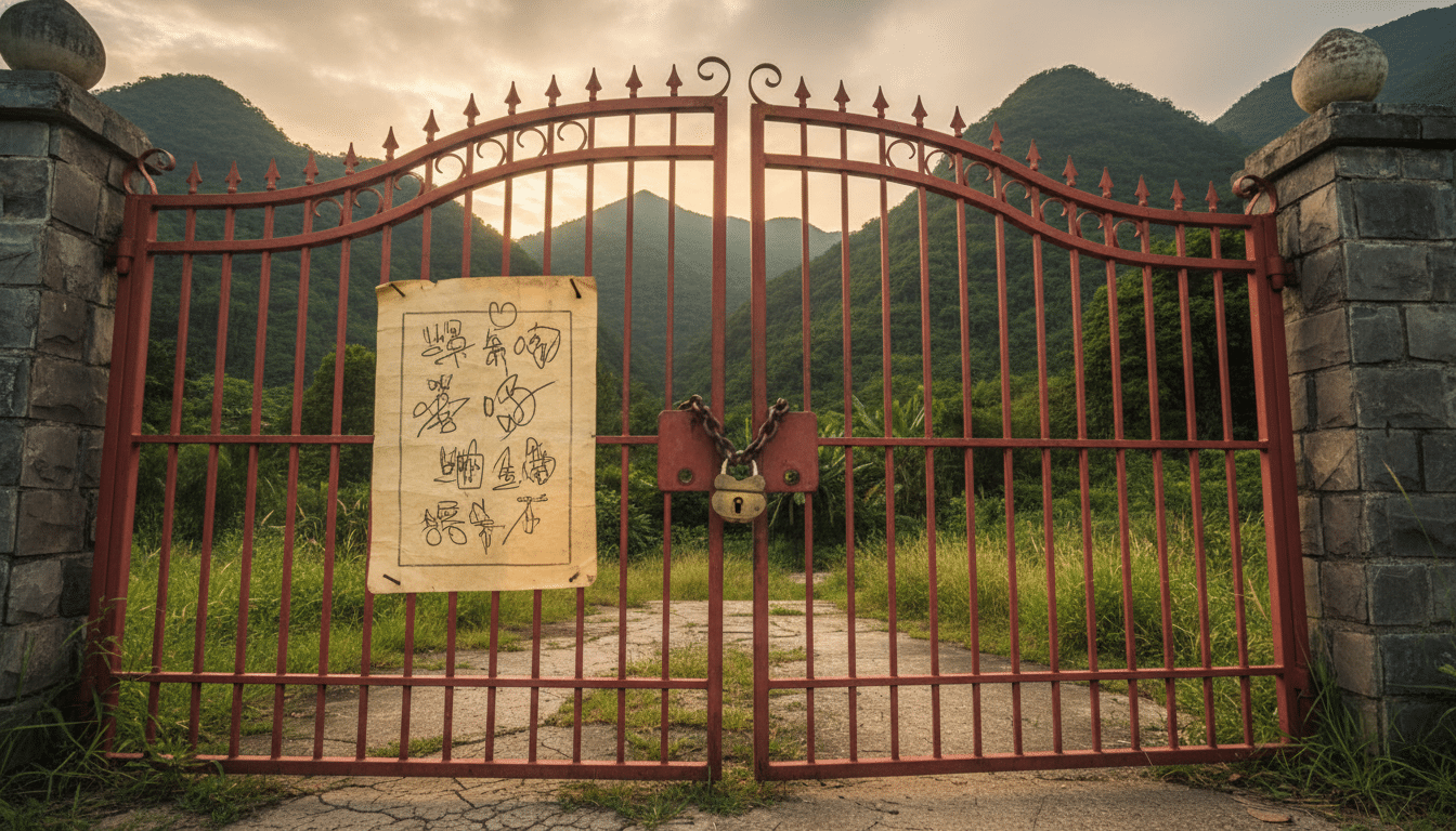 Entrée fermée d'un parc d'aventure en Chine