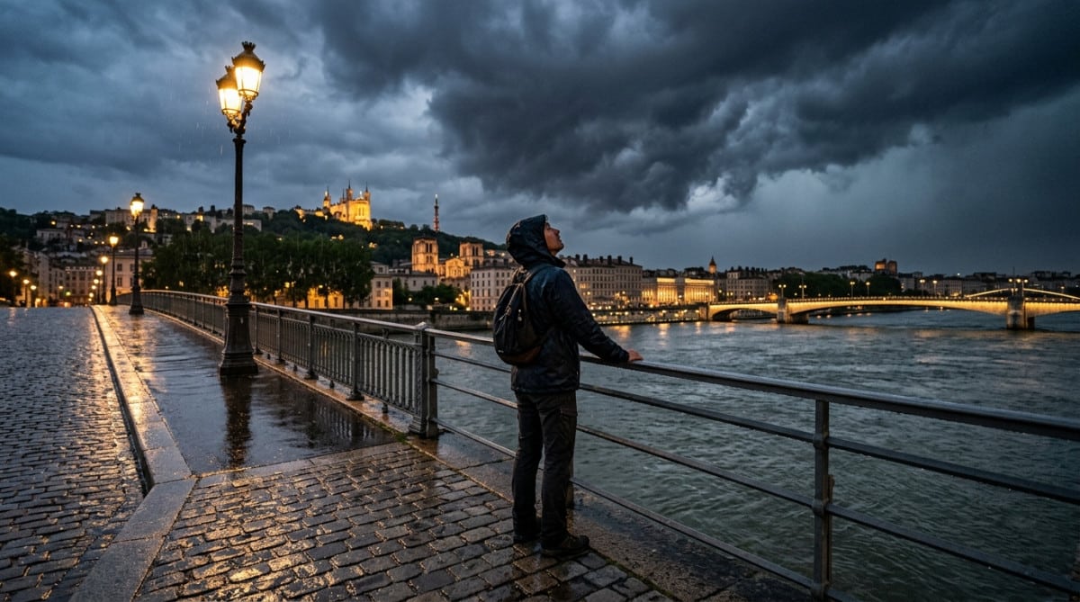 Ciel orageux au-dessus de Lyon un samedi de mai