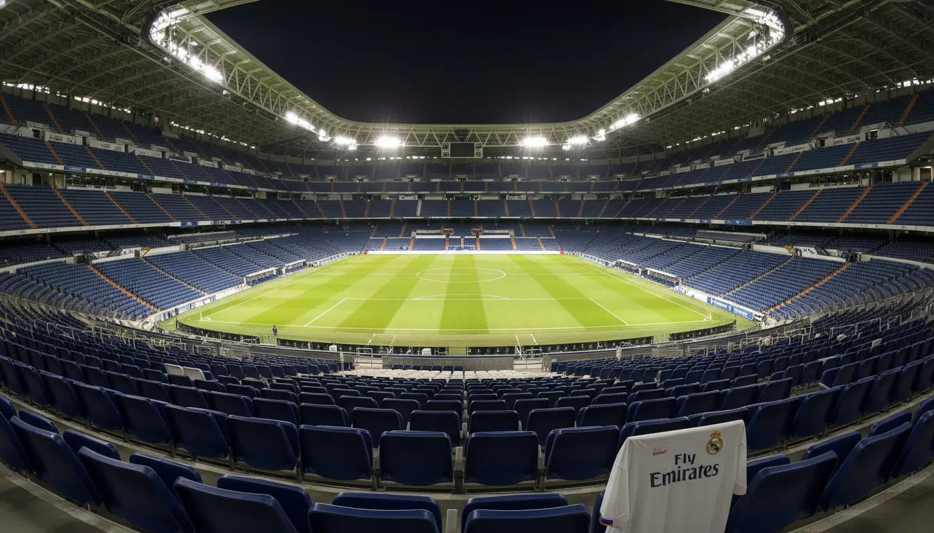 Maillot du Real Madrid sur un siège vide du Bernabéu, veille de Clasico