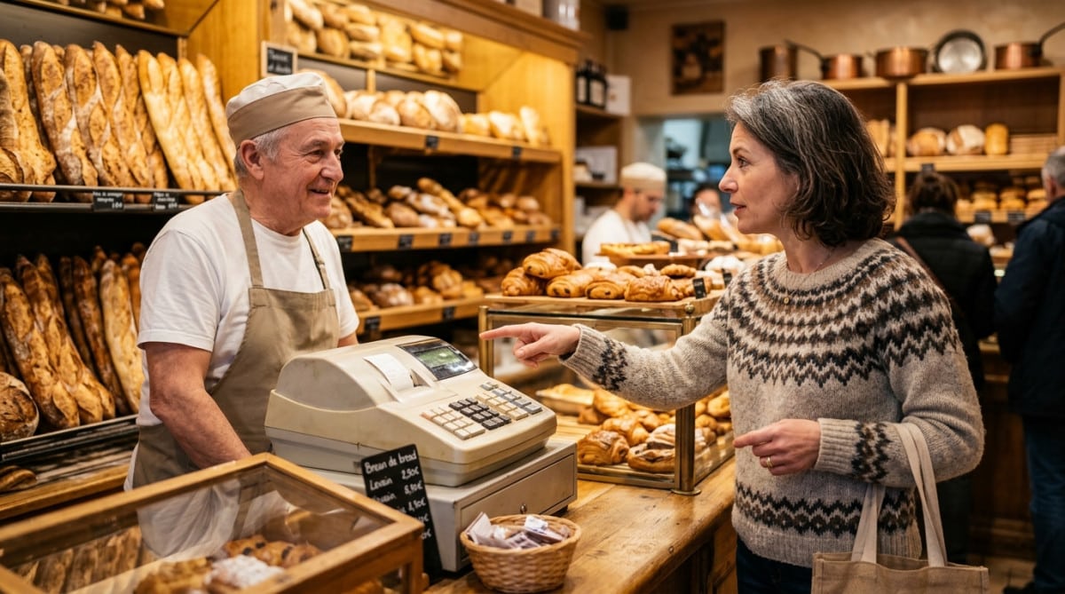 Cliente demandant un ticket de caisse en boulangerie