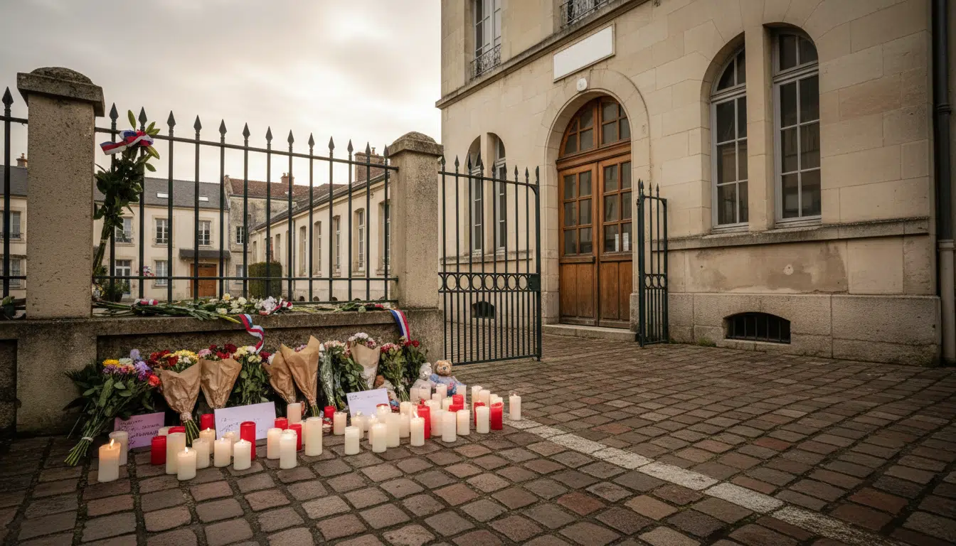 Hommage devant un collège après le drame dans l'Aisne