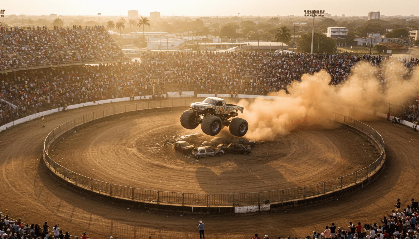 Monster truck lors d'un spectacle automobile en Colombie