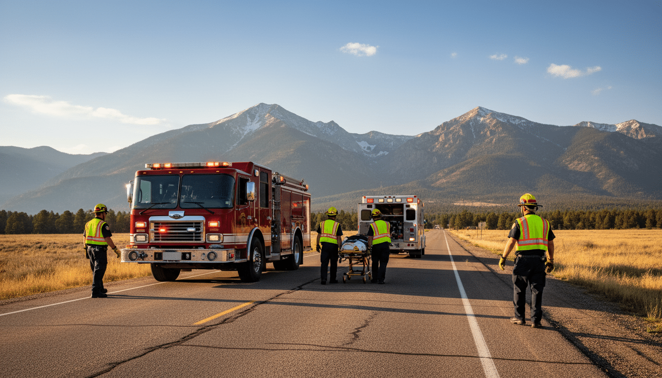 Secours intervenant sur un accident de voiture au Colorado