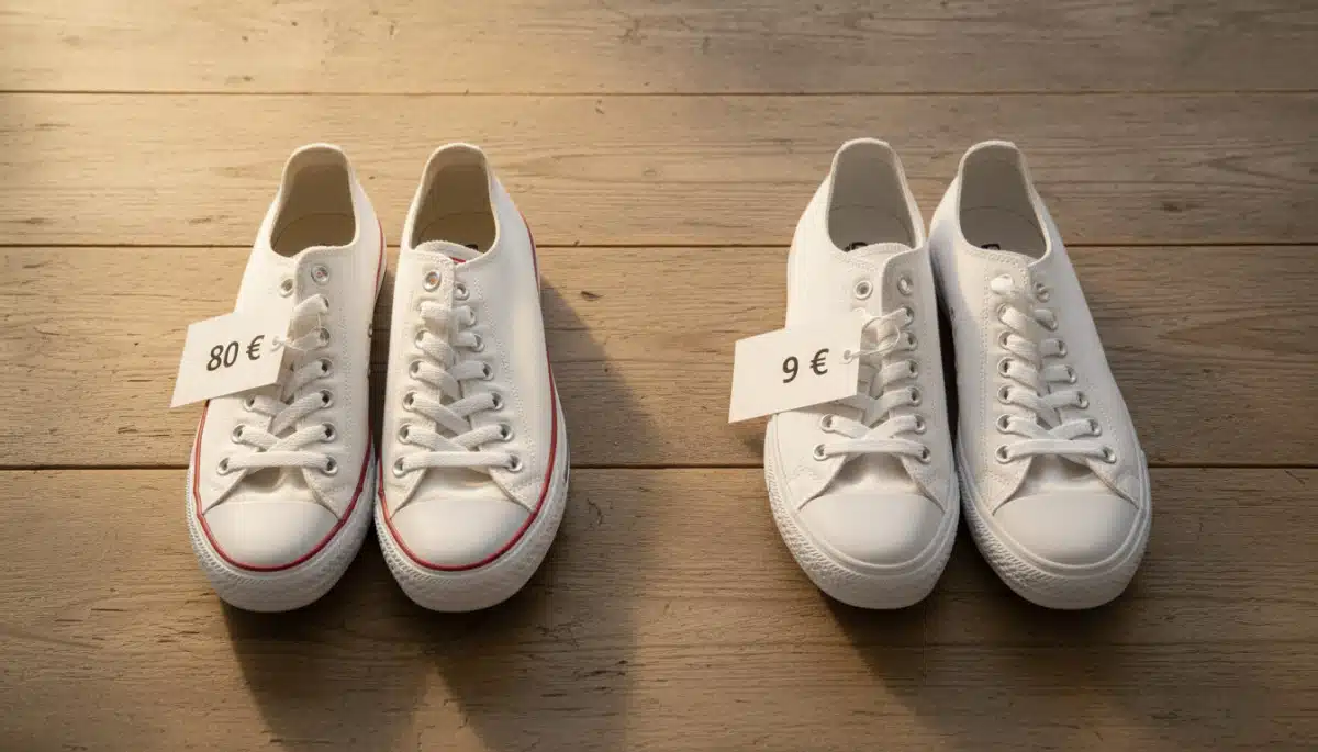Comparaison Converse de marque et basket générique côte à côte