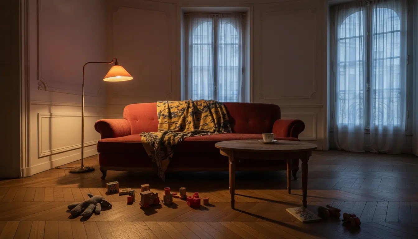 Salon vide avec canapé dans un appartement familial