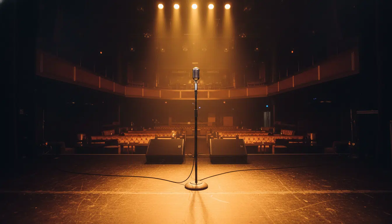 Scène de concert vide avec projecteurs dans une discothèque