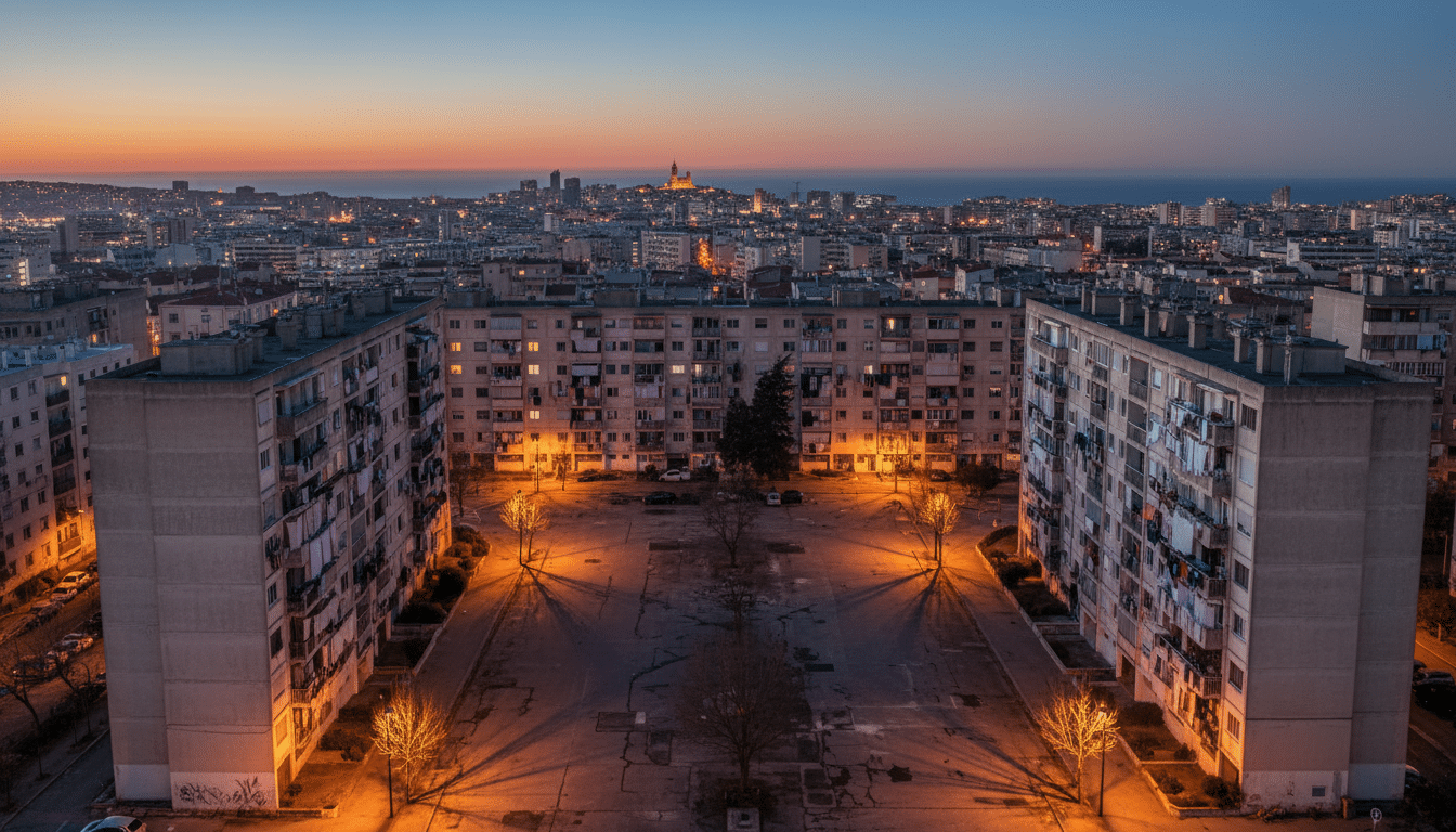 Cité de l'est de Marseille vue du ciel