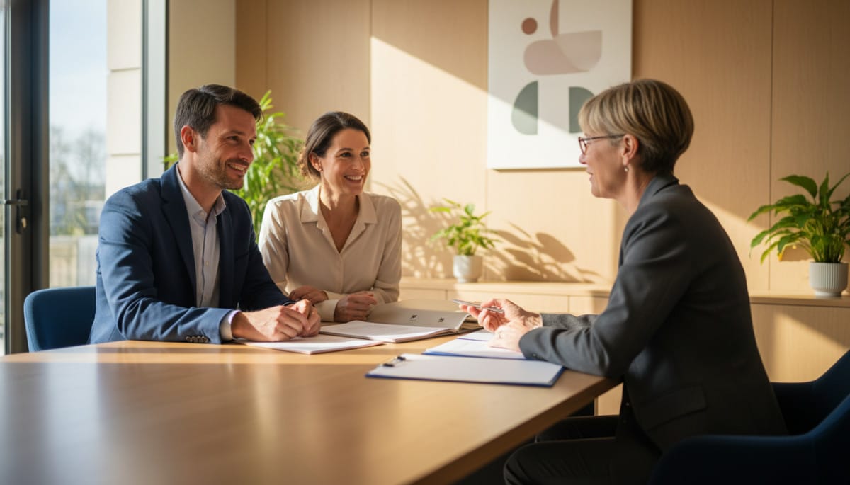 Couple de locataires consultant un conseiller juridique ADIL