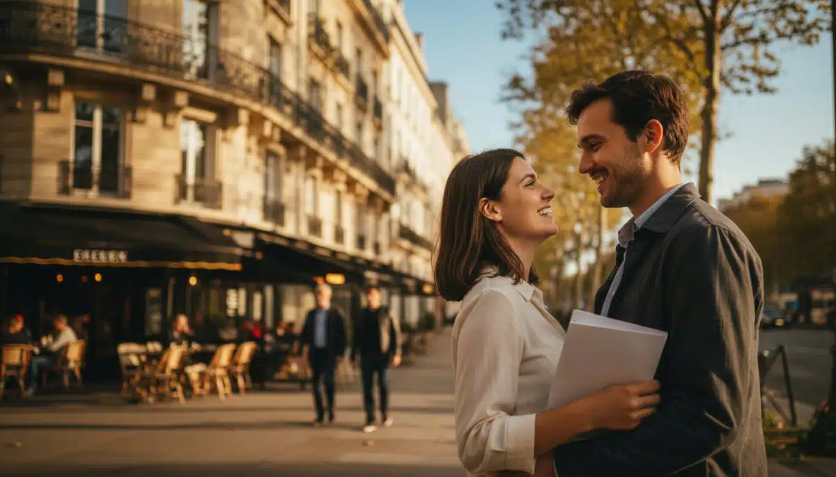 Couple soulagé après avoir résolu un litige locatif