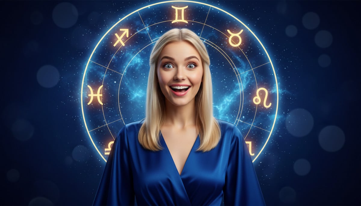Couple souriant dans un champ de fleurs lumière céleste astrologie mai 2026