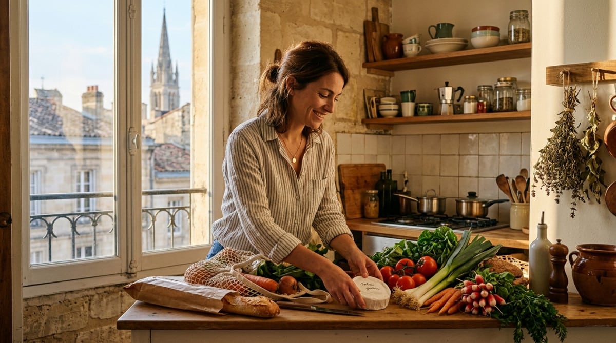 Courses alimentaires dans un petit appartement à Bordeaux