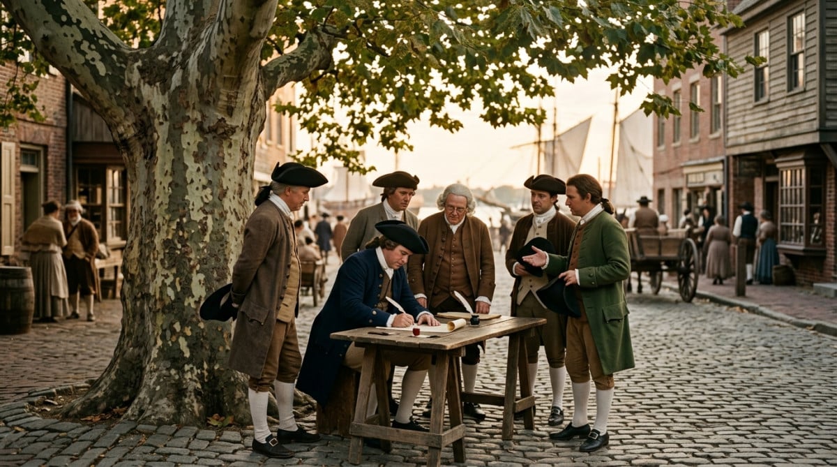 Courtiers signant l'accord de Buttonwood à Wall Street en 1792
