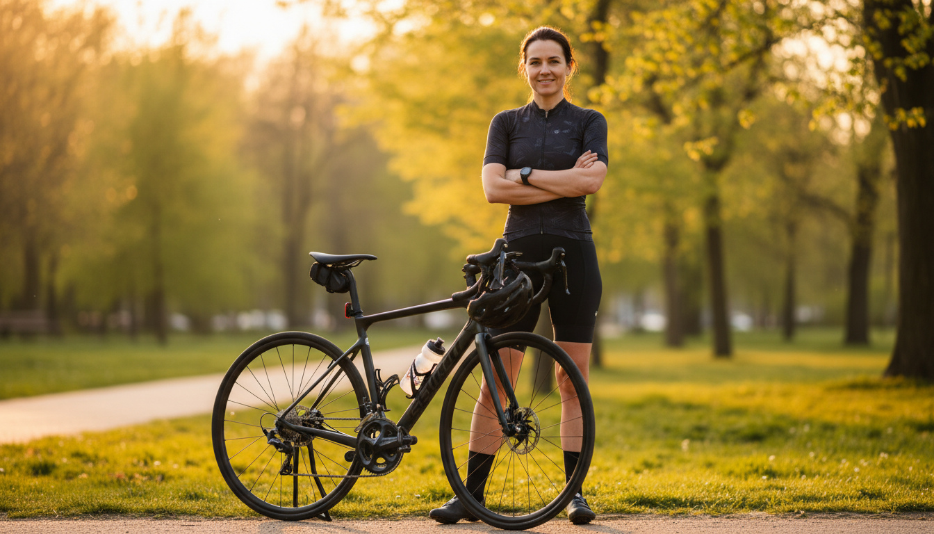 Cycliste femme portant un cuissard de vélo