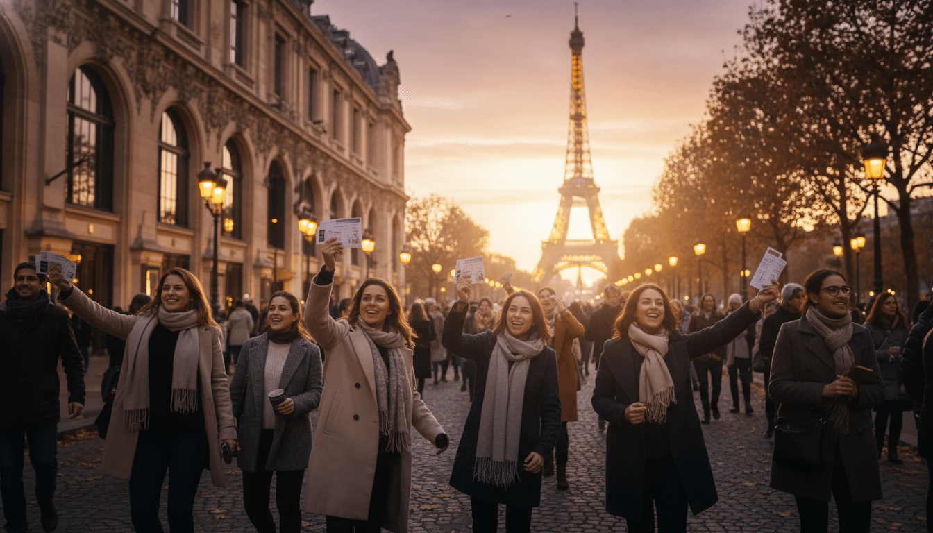 Fans enthousiastes devant une salle de concert à Paris