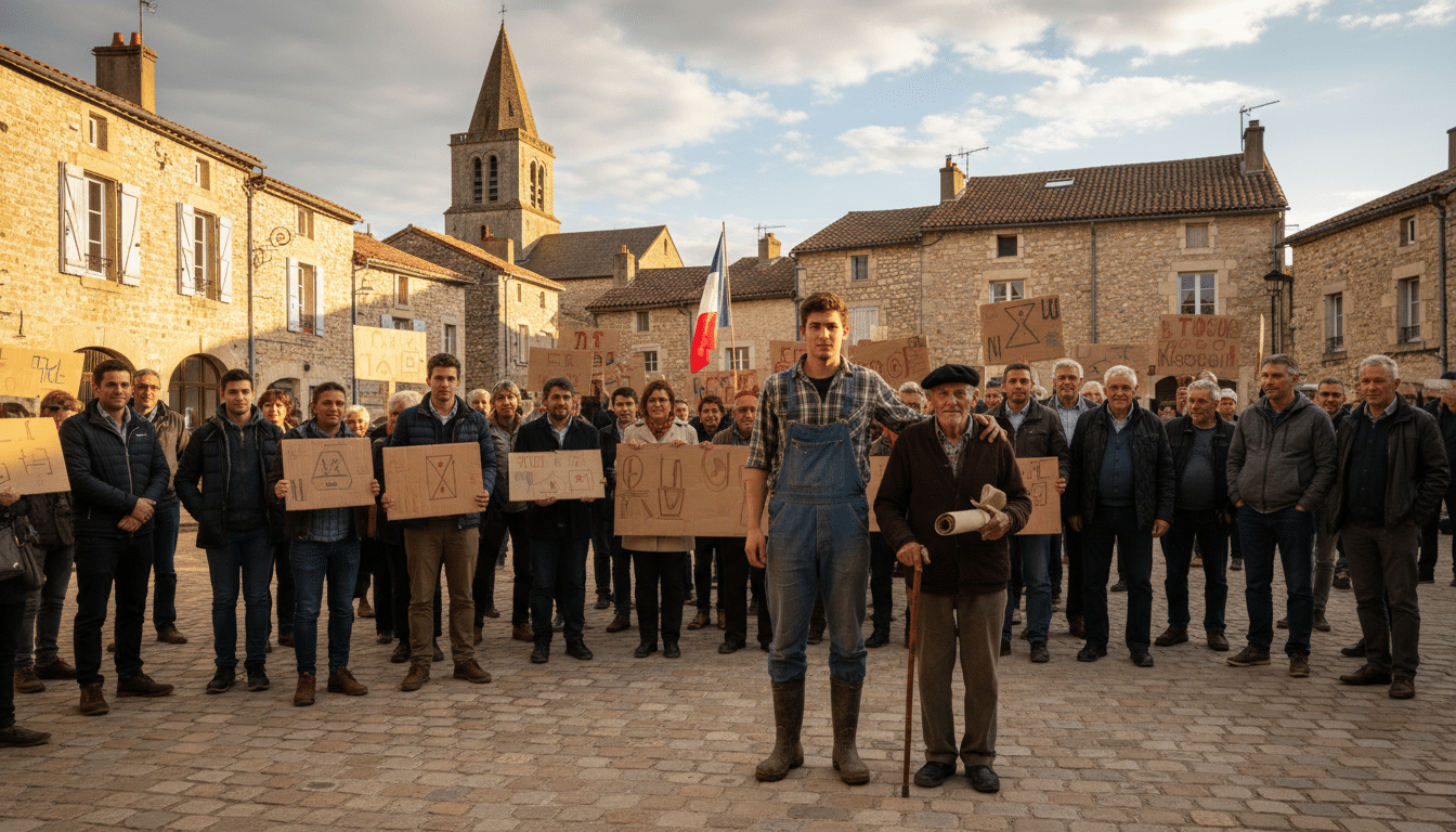 Habitants protestant contre un projet minier en Haute-Vienne