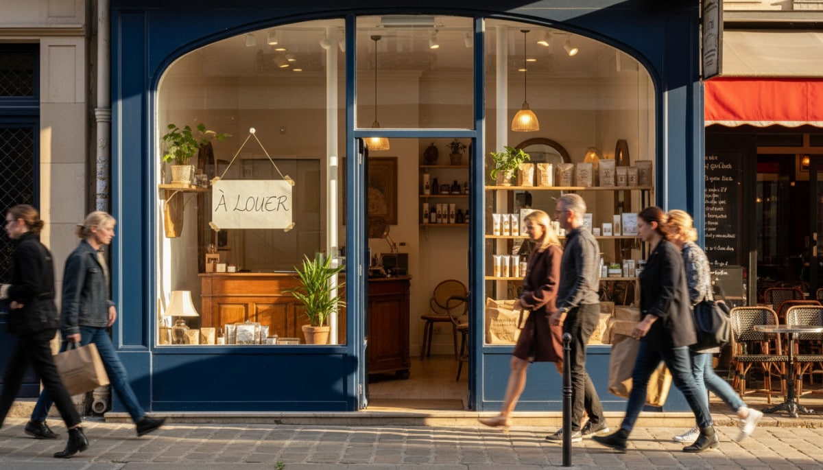 Devanture d'un petit salon de coiffure indépendant en centre-ville
