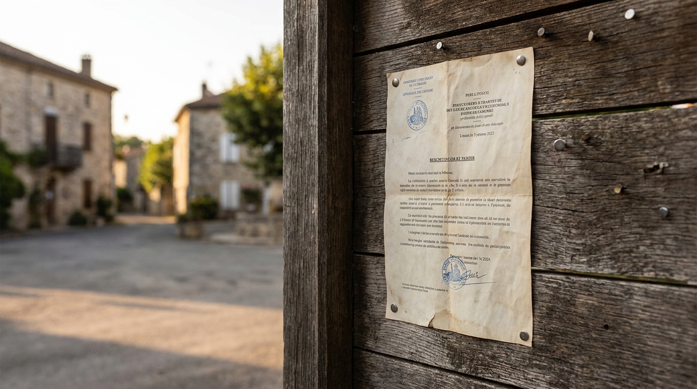 Avis de recherche épinglé sur un panneau communal