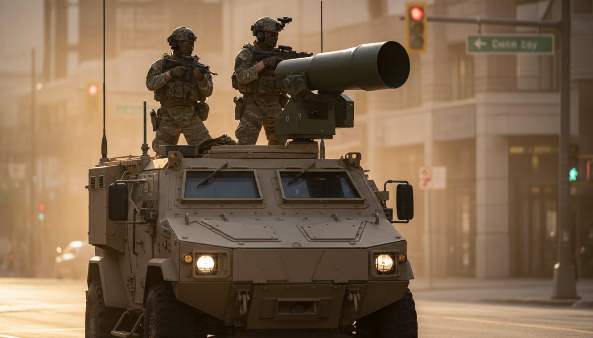 Dispositif acoustique militaire LRAD en action