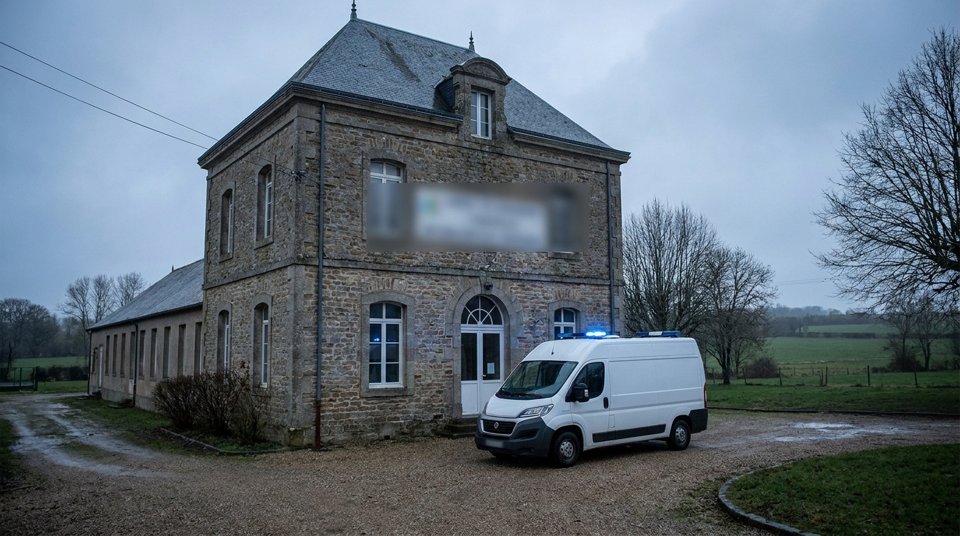 Véhicule de secours devant un lycée agricole