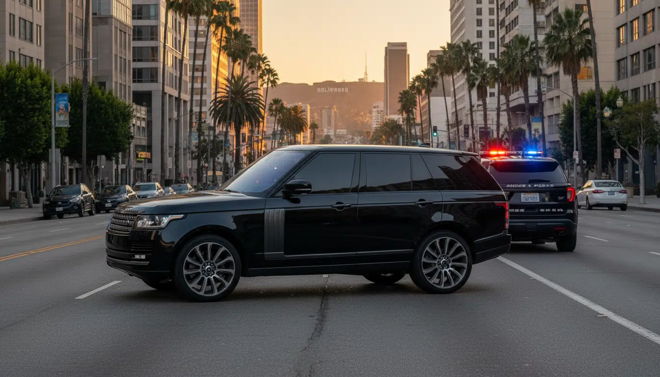 SUV aux vitres teintées contrôlé par la police à Los Angeles