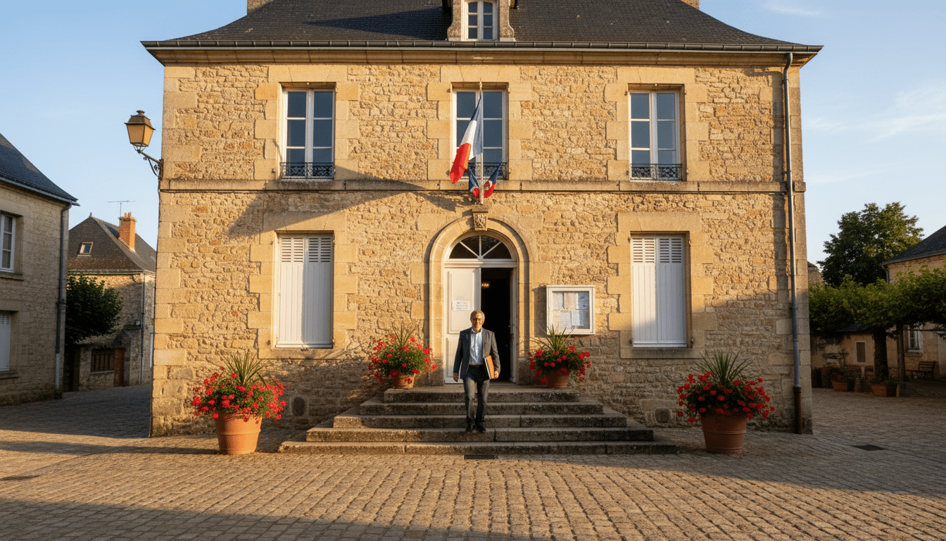 Entrée d'une mairie française pour déclaration administrative