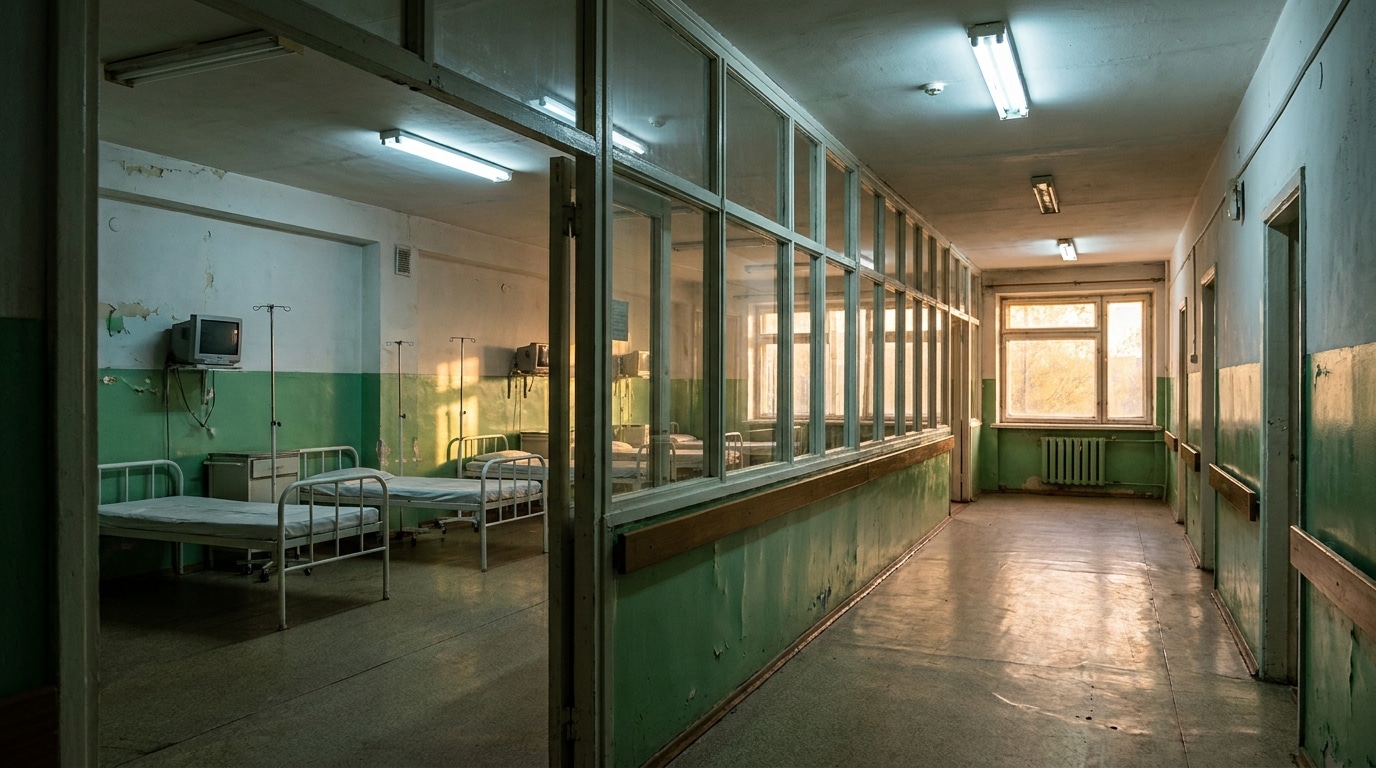 Couloir d'hôpital vide dans un pays en développement