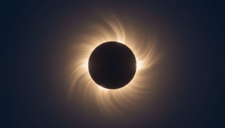 Éclipse solaire totale avec couronne solaire visible